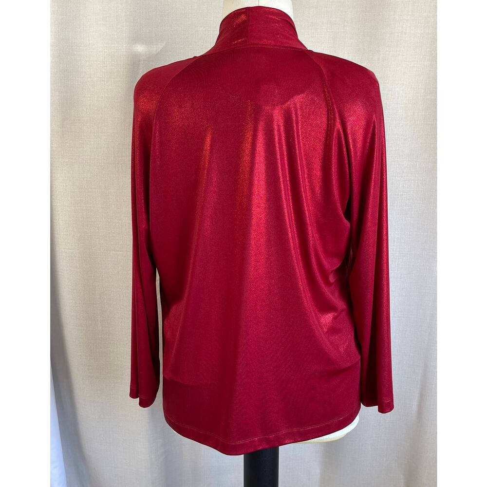 2PC Chico’s Travelers Slinky Red Tank Top Open Front Cardigan Topper XL 14-16 - Picture 4 of 7